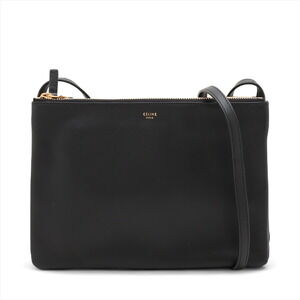 Celine Trio Leather Shoulder Bag Black